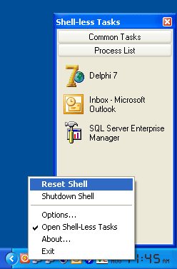 Screenshot of Shell Reset